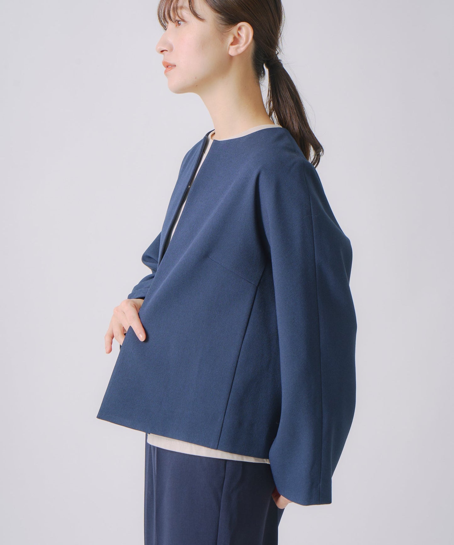 no collar jacket / WHT23HJK4021