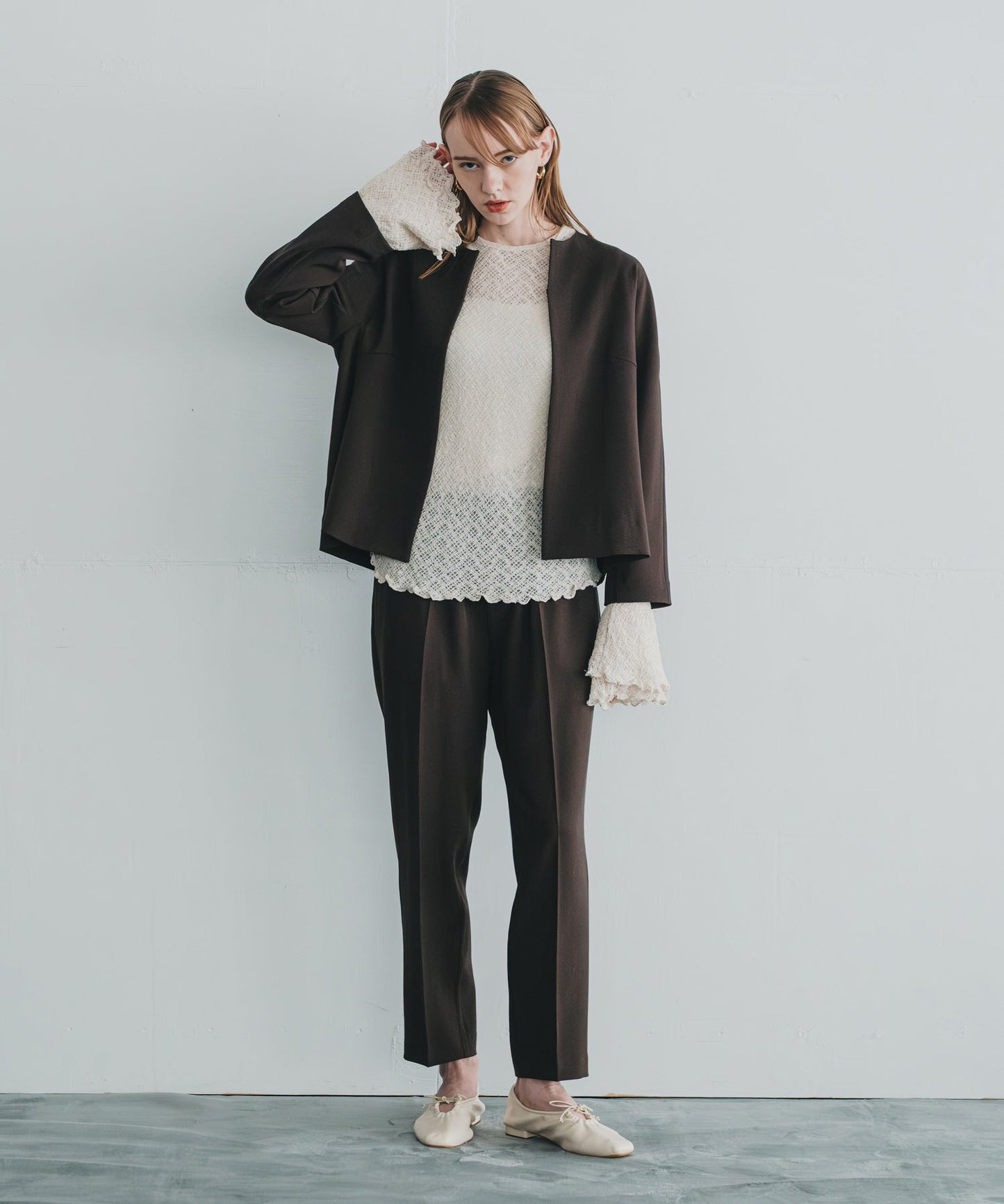 no collar jacket / WHT23HJK4021