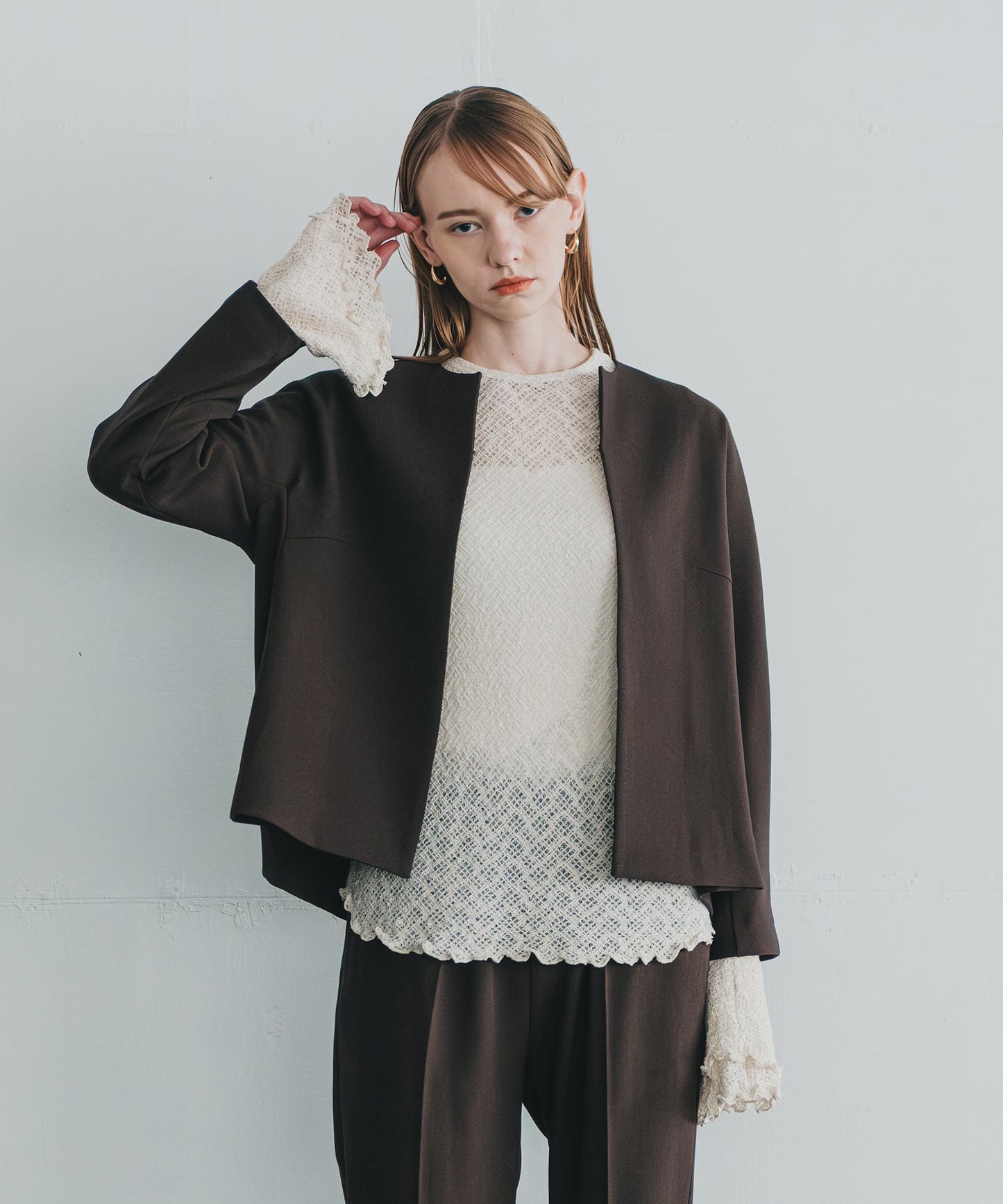 no collar jacket / WHT23HJK4021