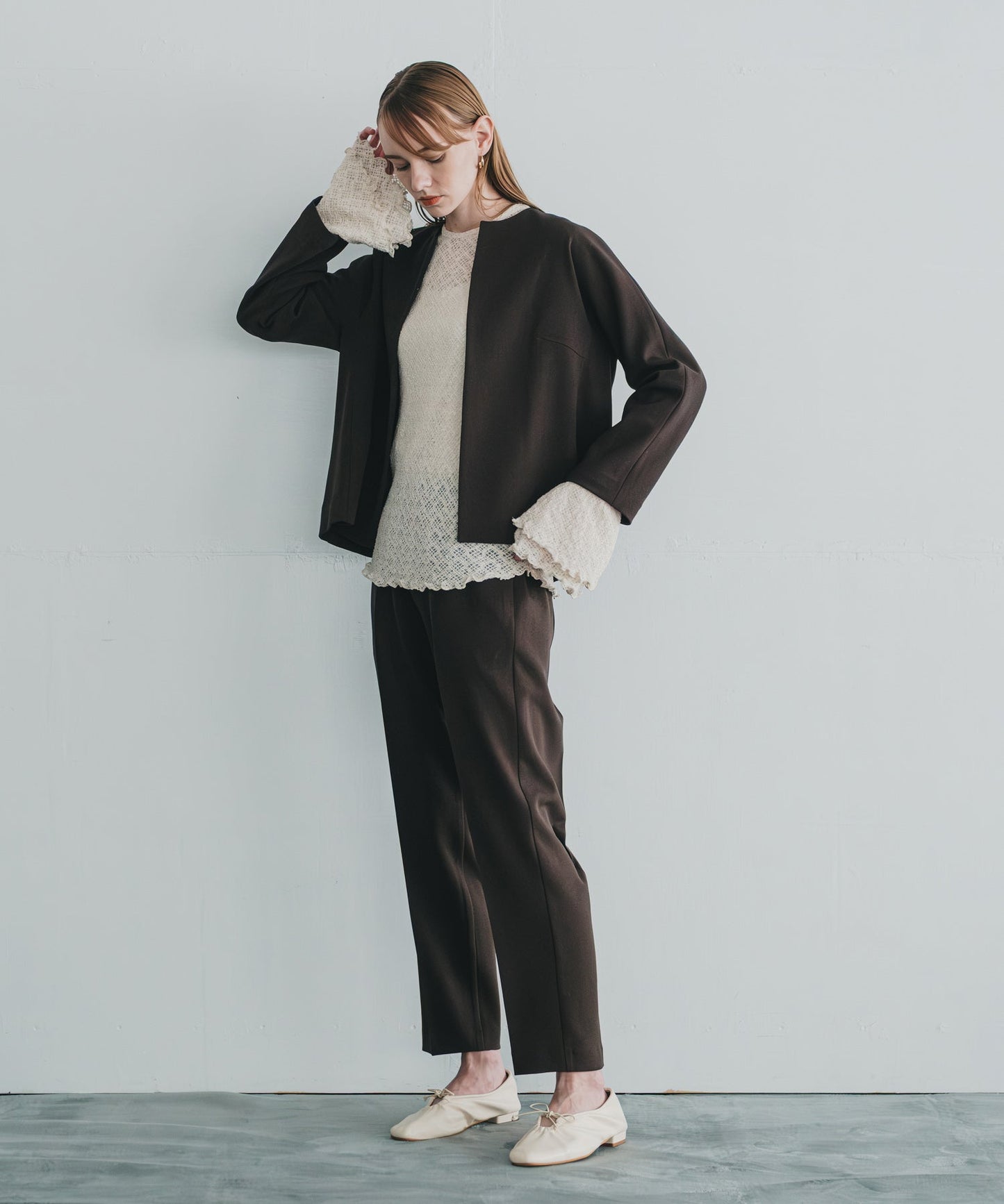 no collar jacket / WHT23HJK4021