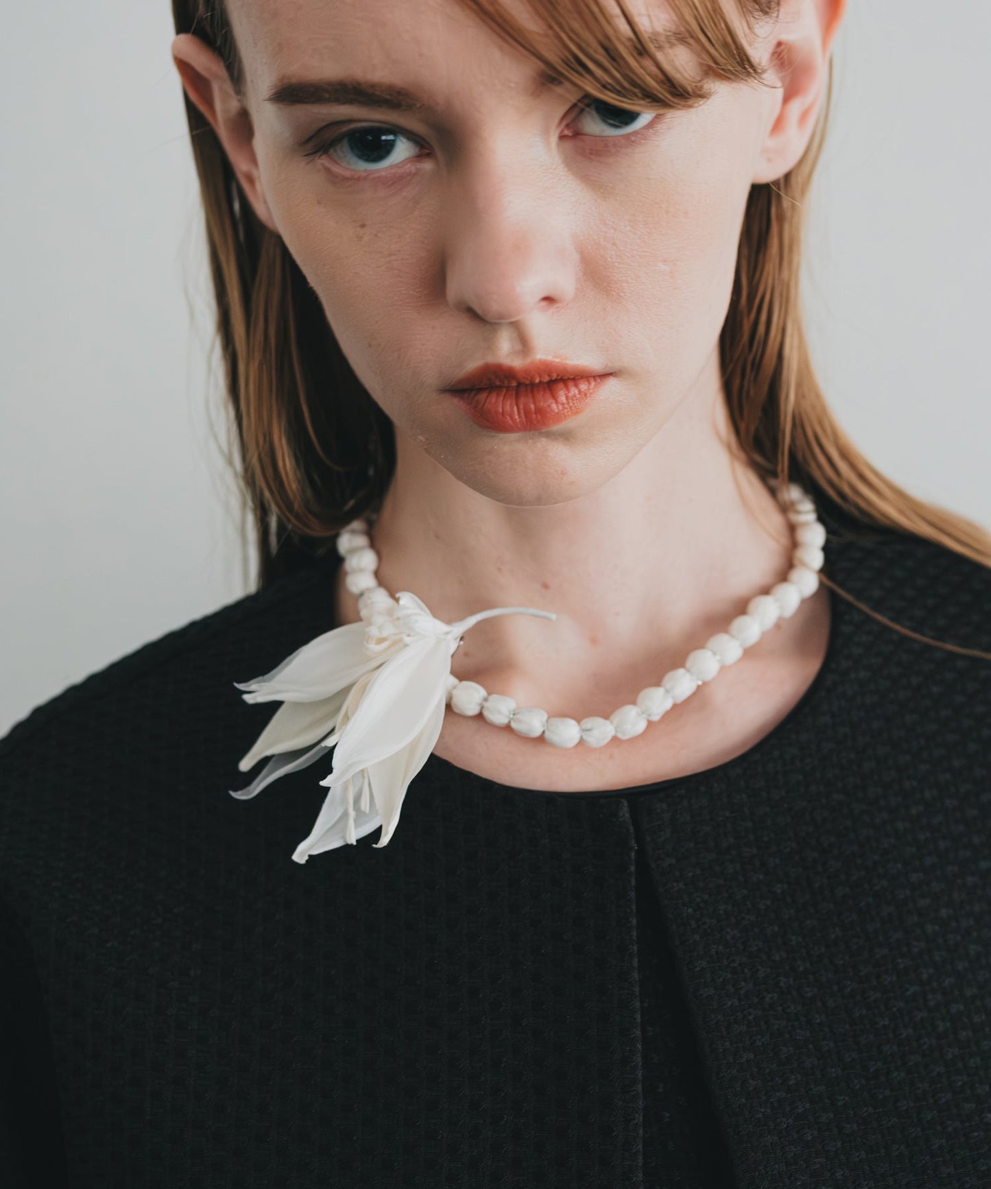 2way sheer leaf necklace/brooch / WHT25FAC4012