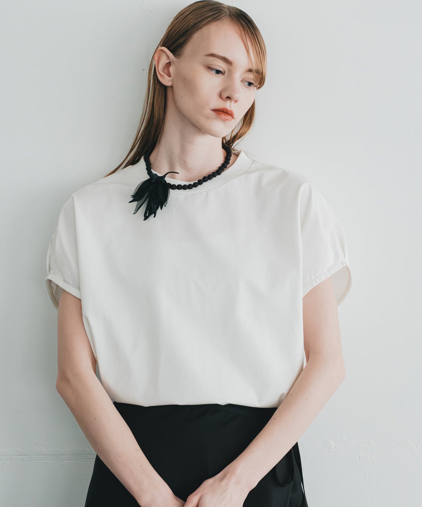 2way sheer leaf necklace/brooch / WHT25FAC4012