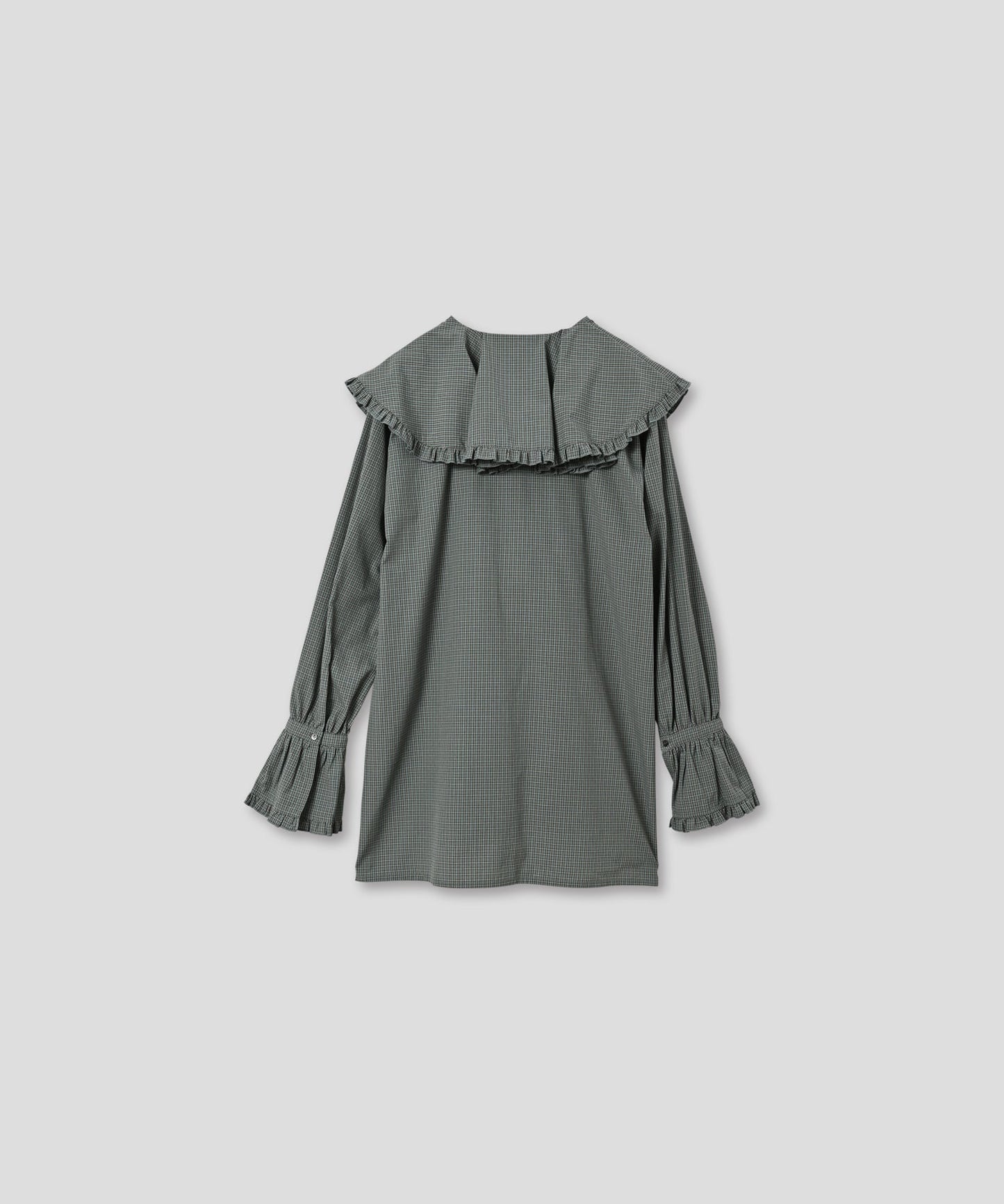 check frill blouse / WHT25FBL4077