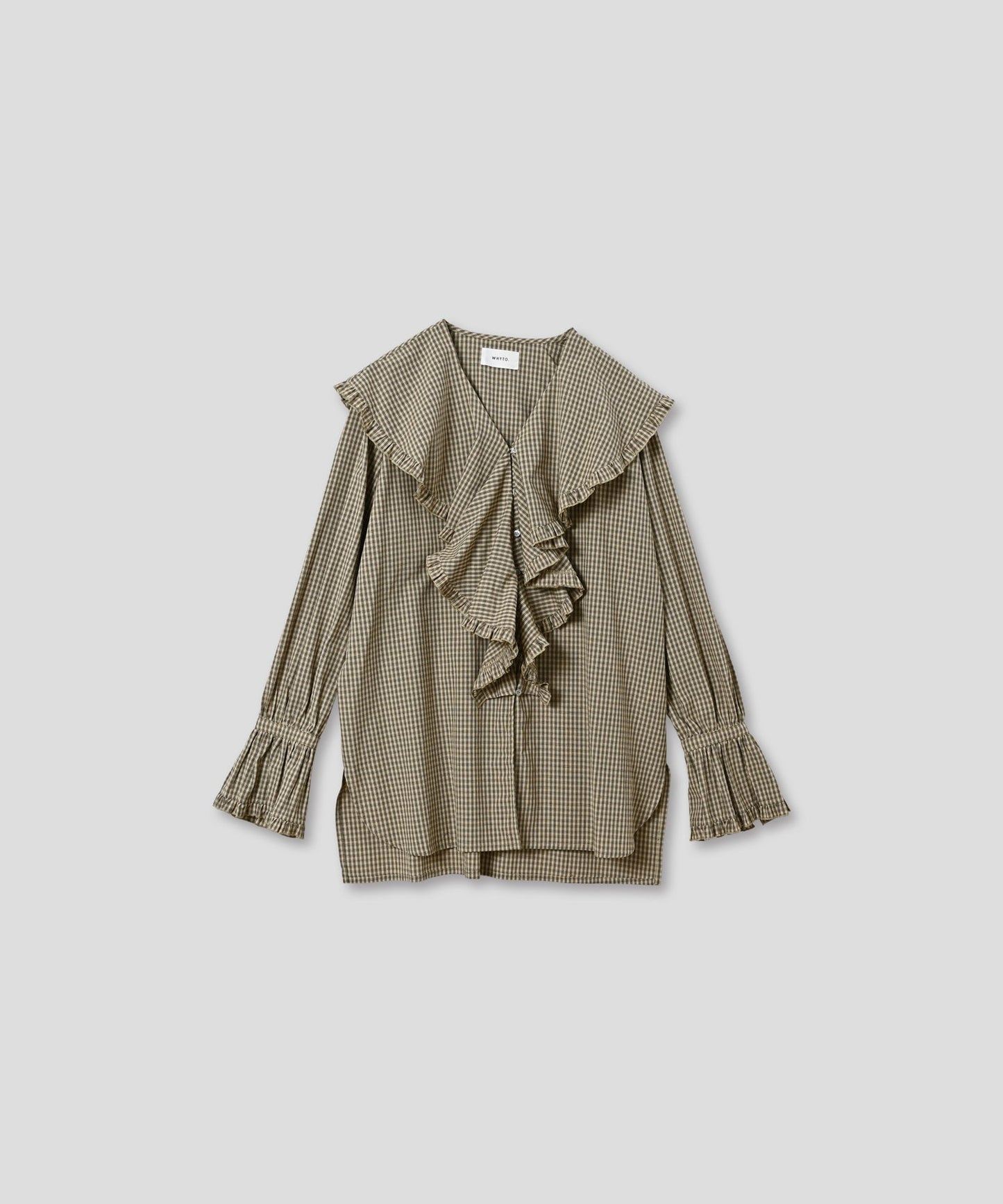 check frill blouse / WHT25FBL4077