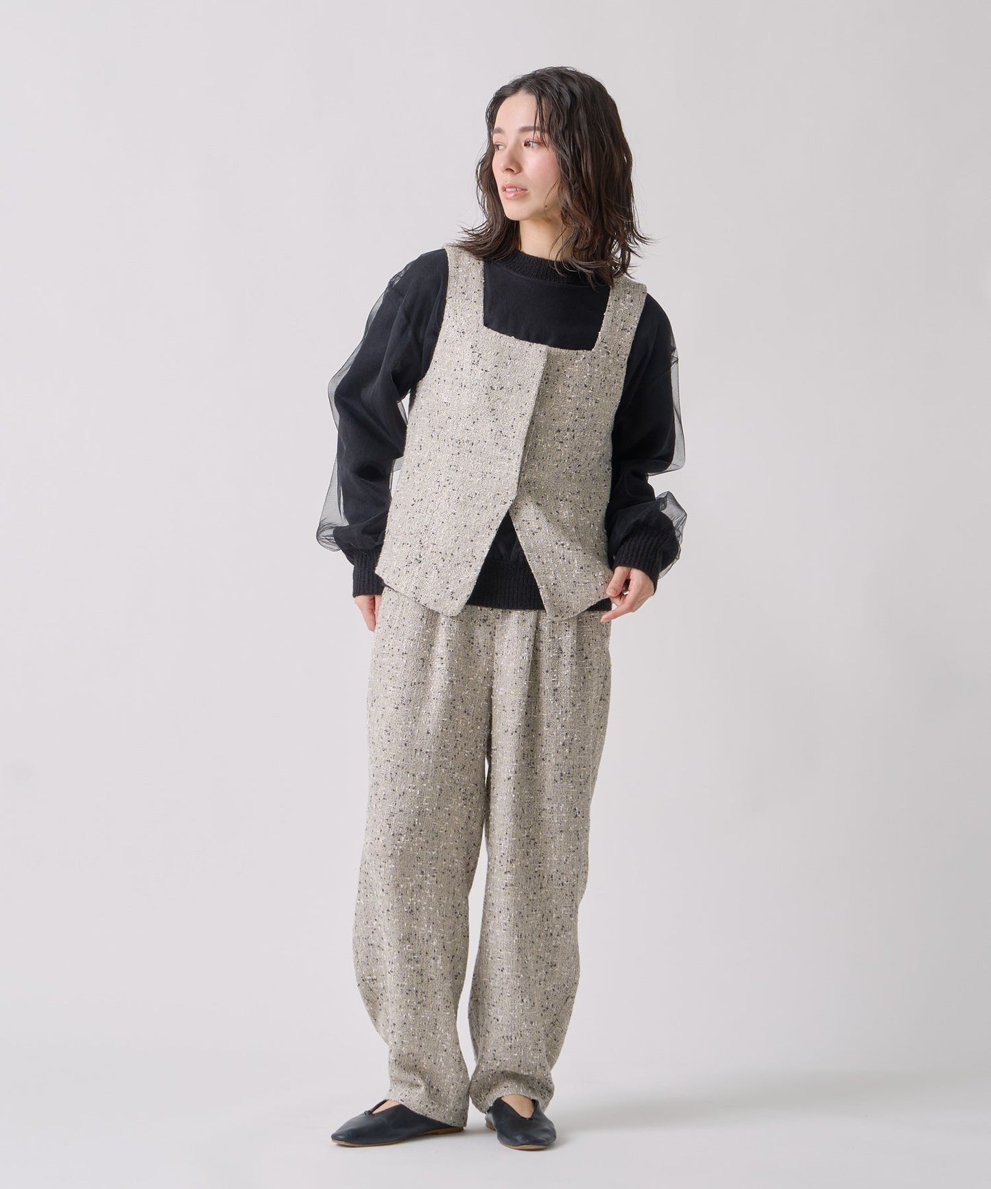 nep tweed bustier / WHT25FBL4079