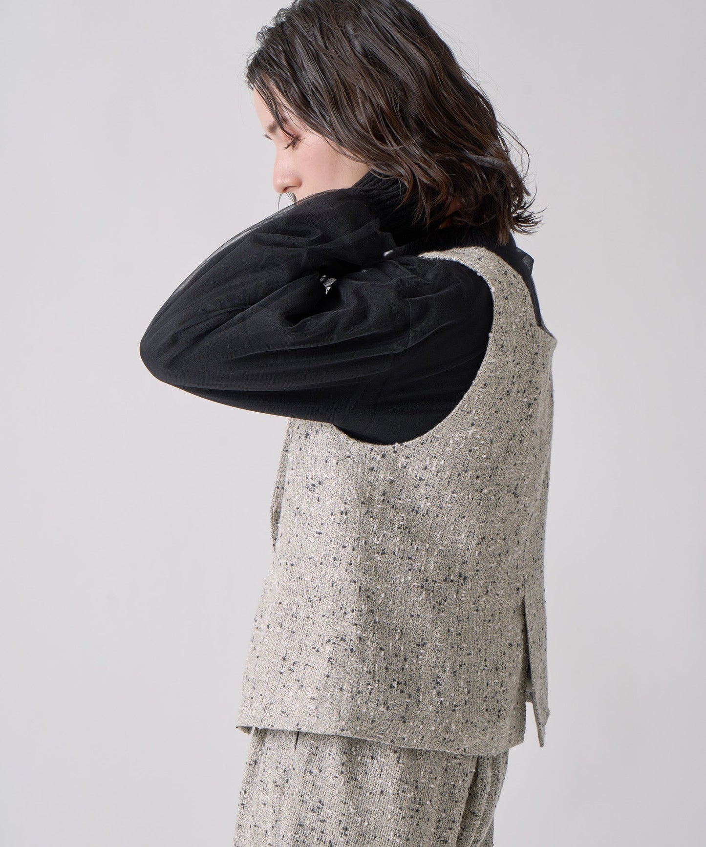 nep tweed bustier / WHT25FBL4079