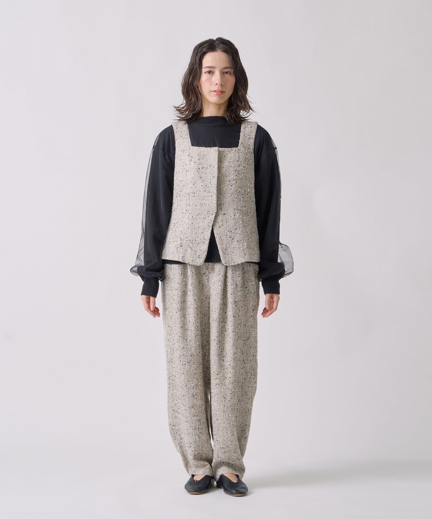 nep tweed bustier / WHT25FBL4079