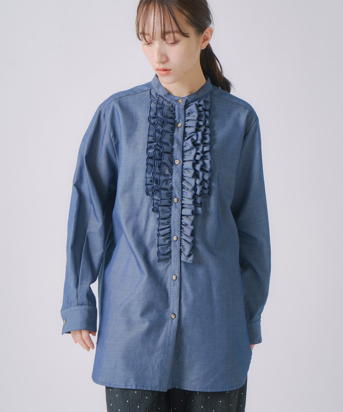 frill dress blouse / WHT25FBL4081
