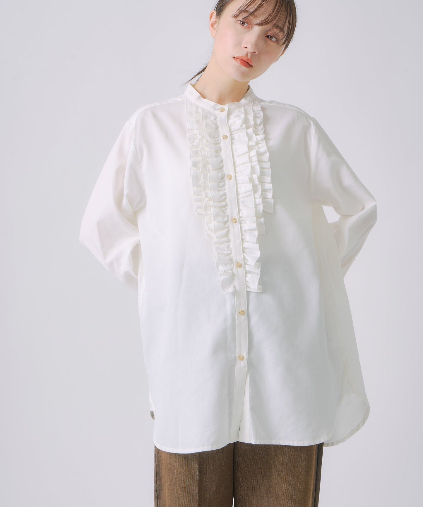 frill dress blouse / WHT25FBL4081