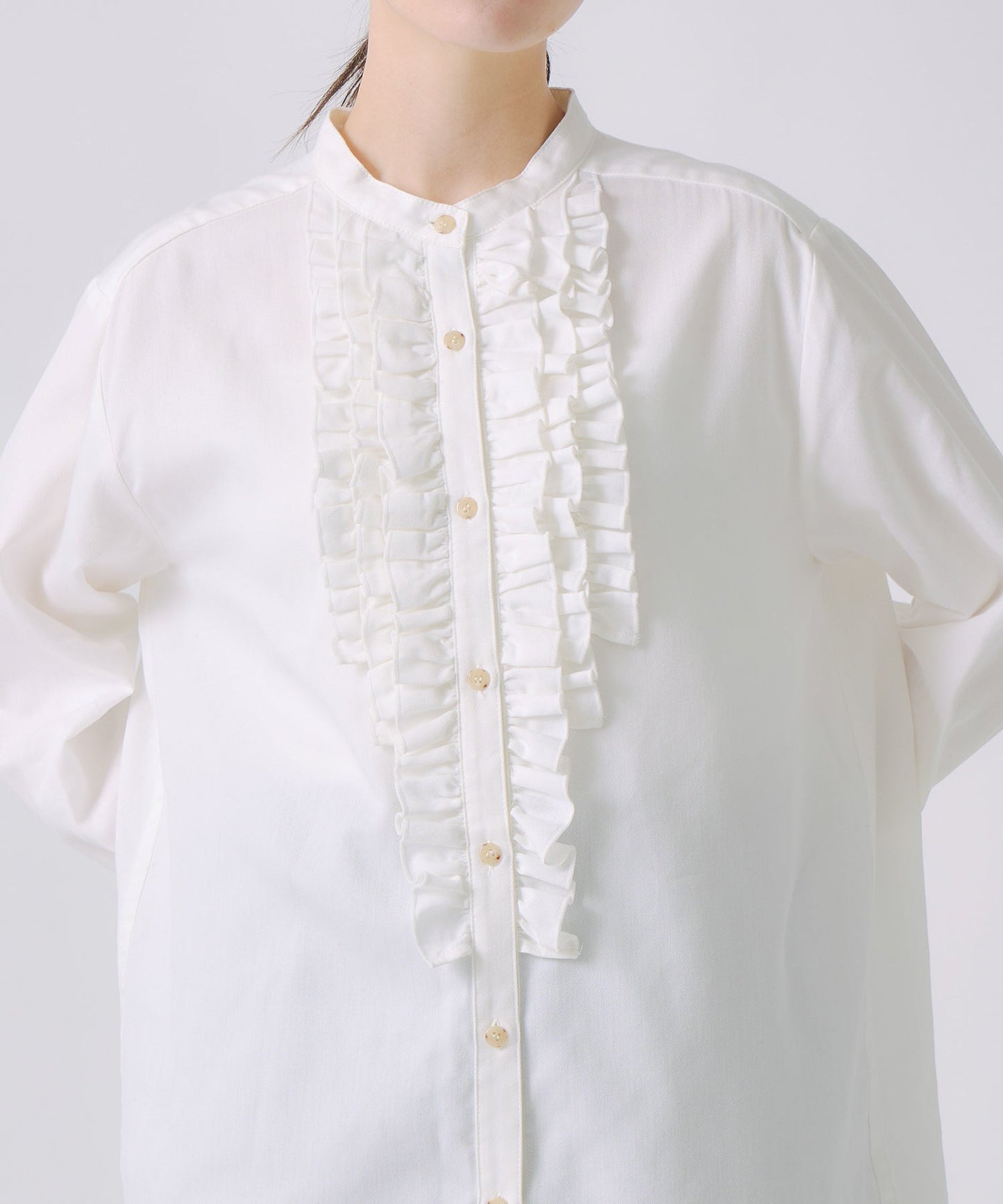 frill dress blouse / WHT25FBL4081