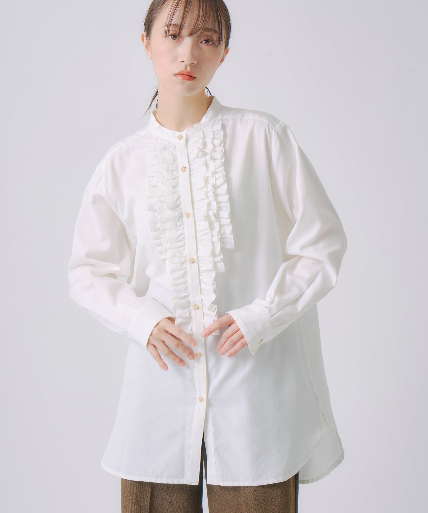 frill dress blouse / WHT25FBL4081
