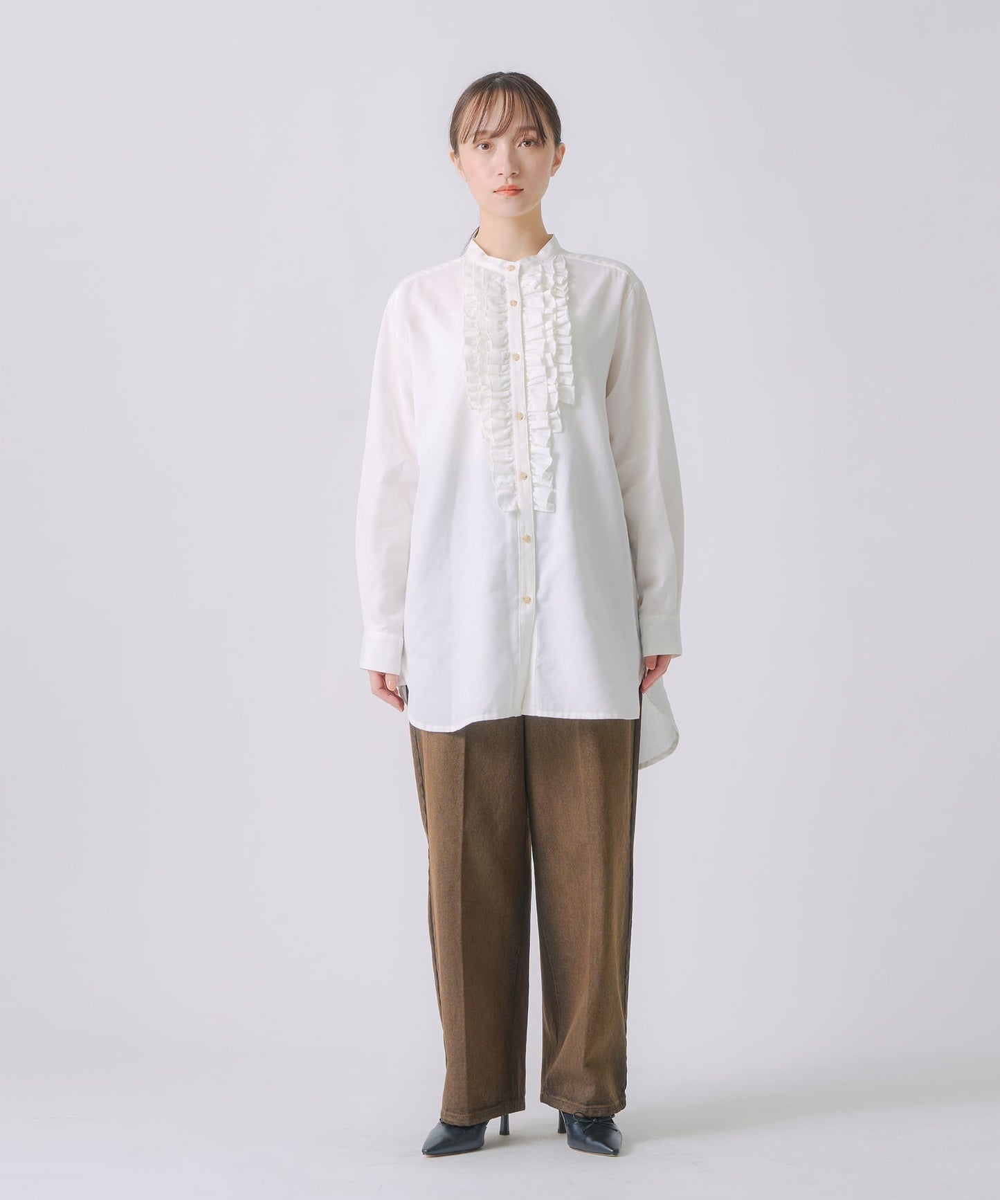 frill dress blouse / WHT25FBL4081