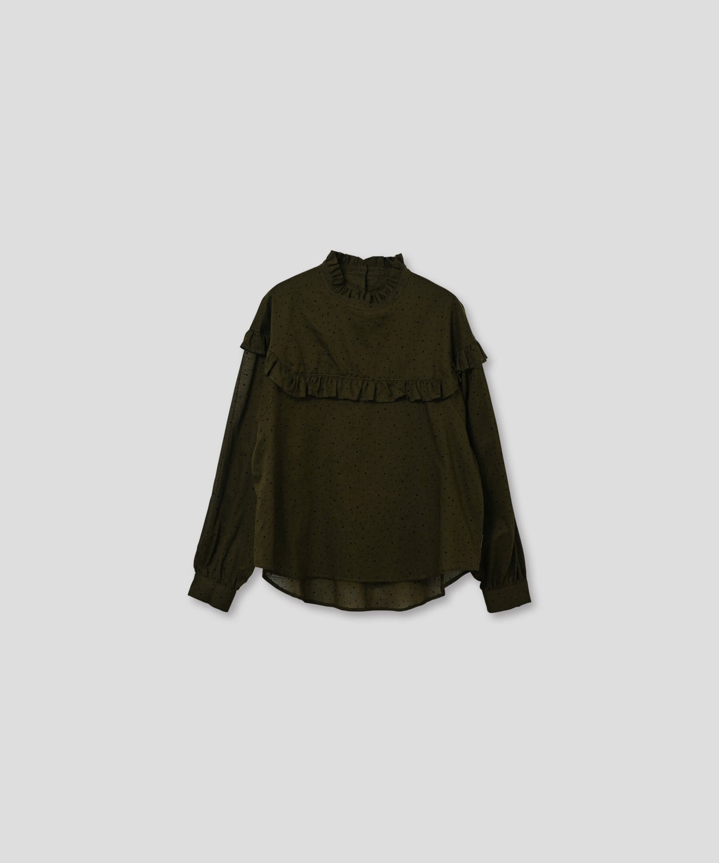 dot frill collar blouse / WHT25FBL4084