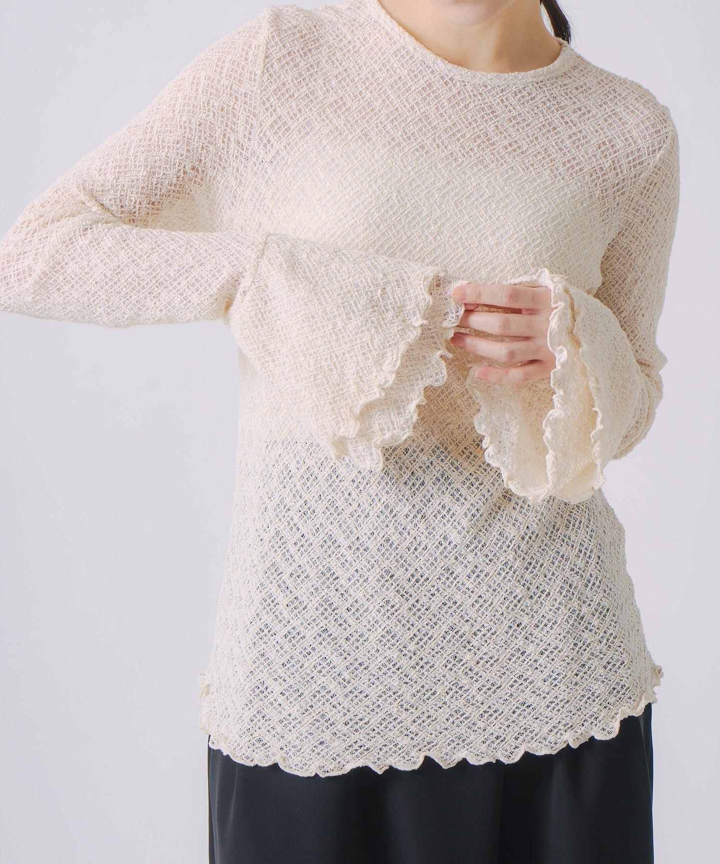 frill flare lace tops / WHT25FCS4004