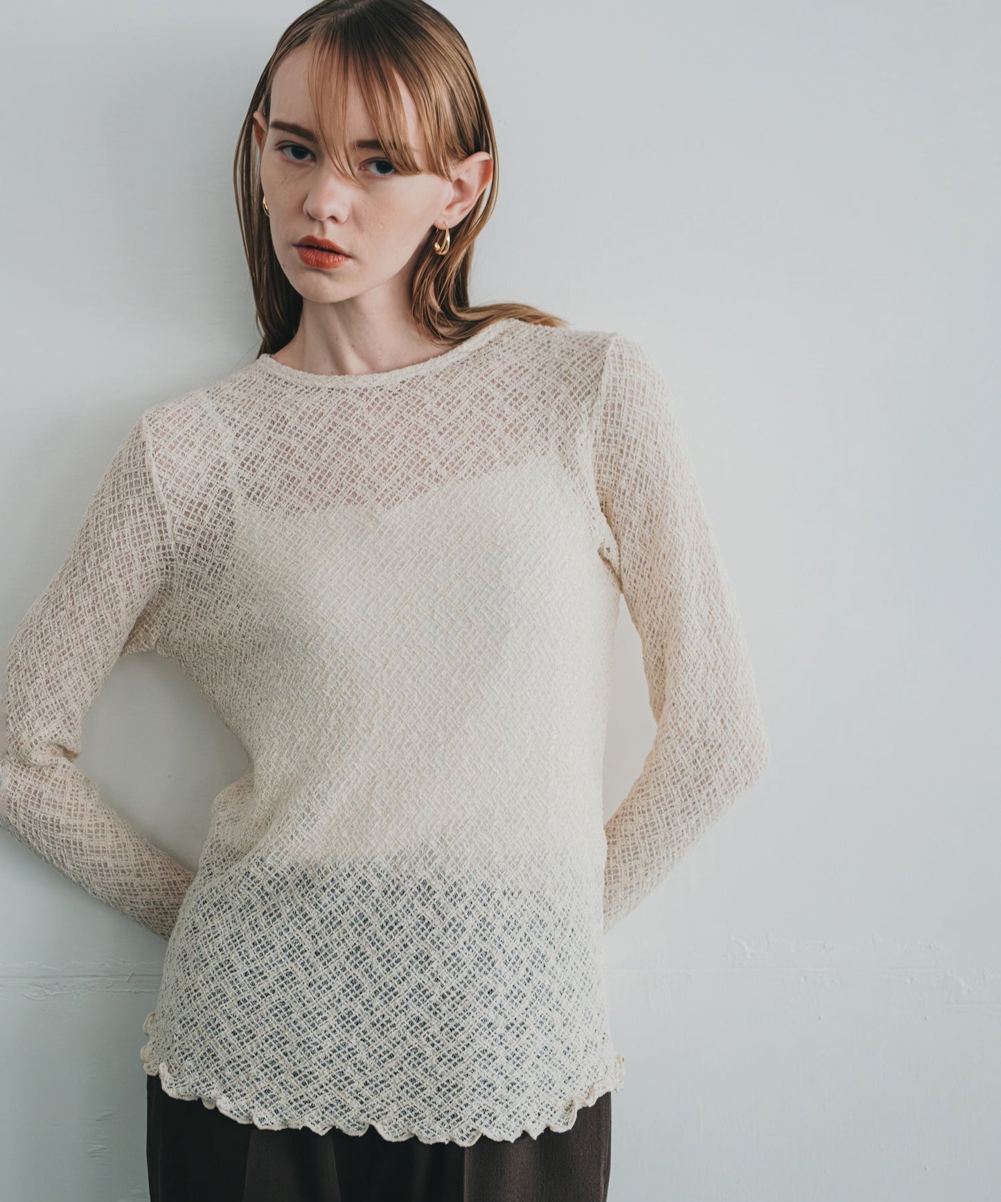 frill flare lace tops / WHT25FCS4004