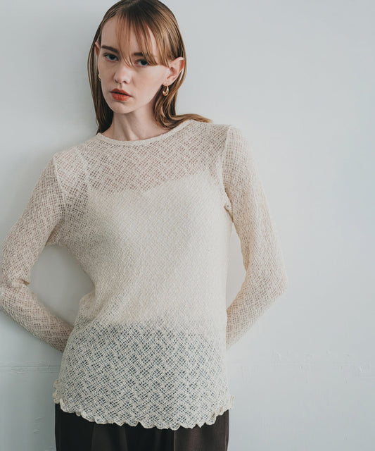 frill flare lace tops / WHT25FCS4004