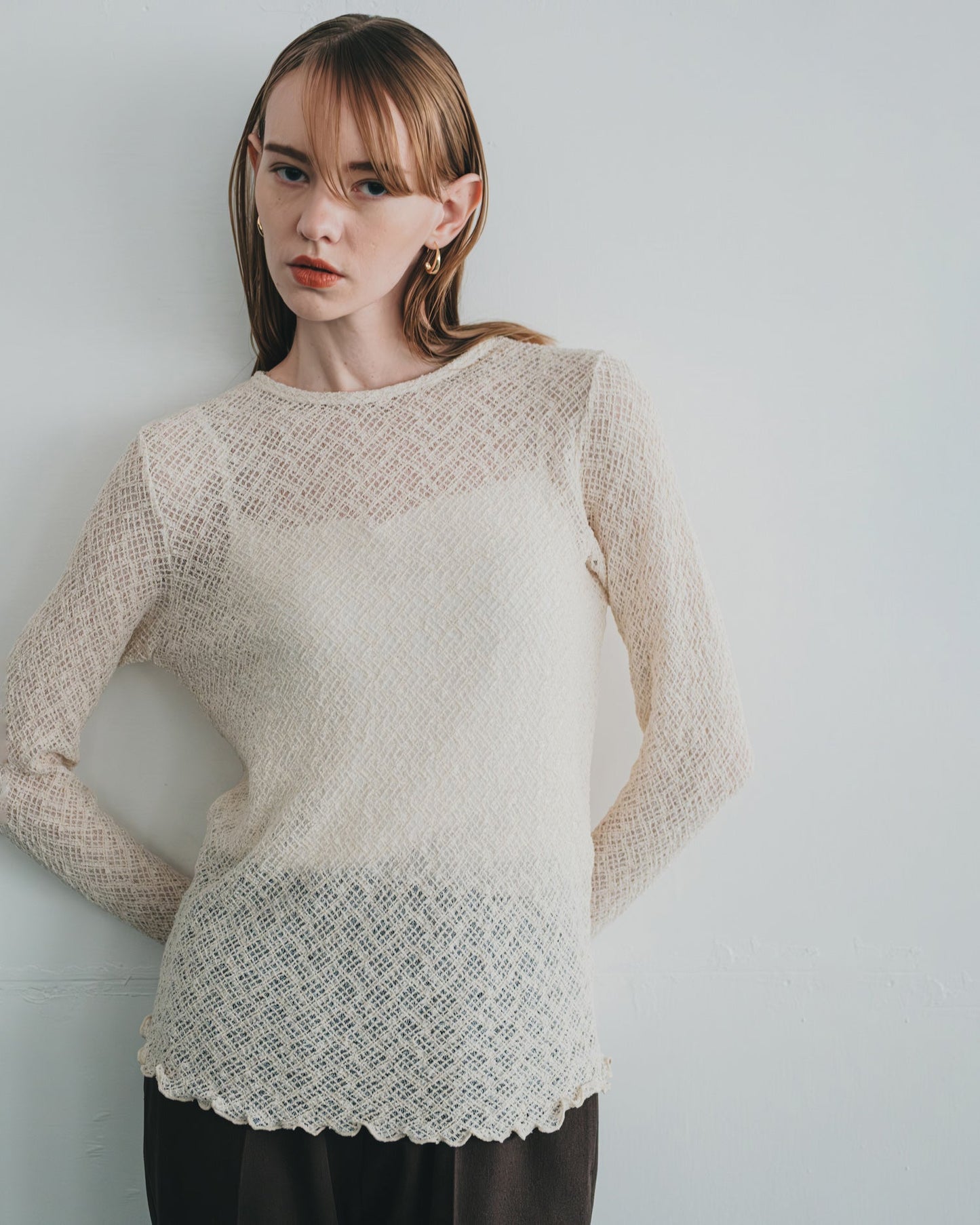 frill flare lace tops / WHT25FCS4004