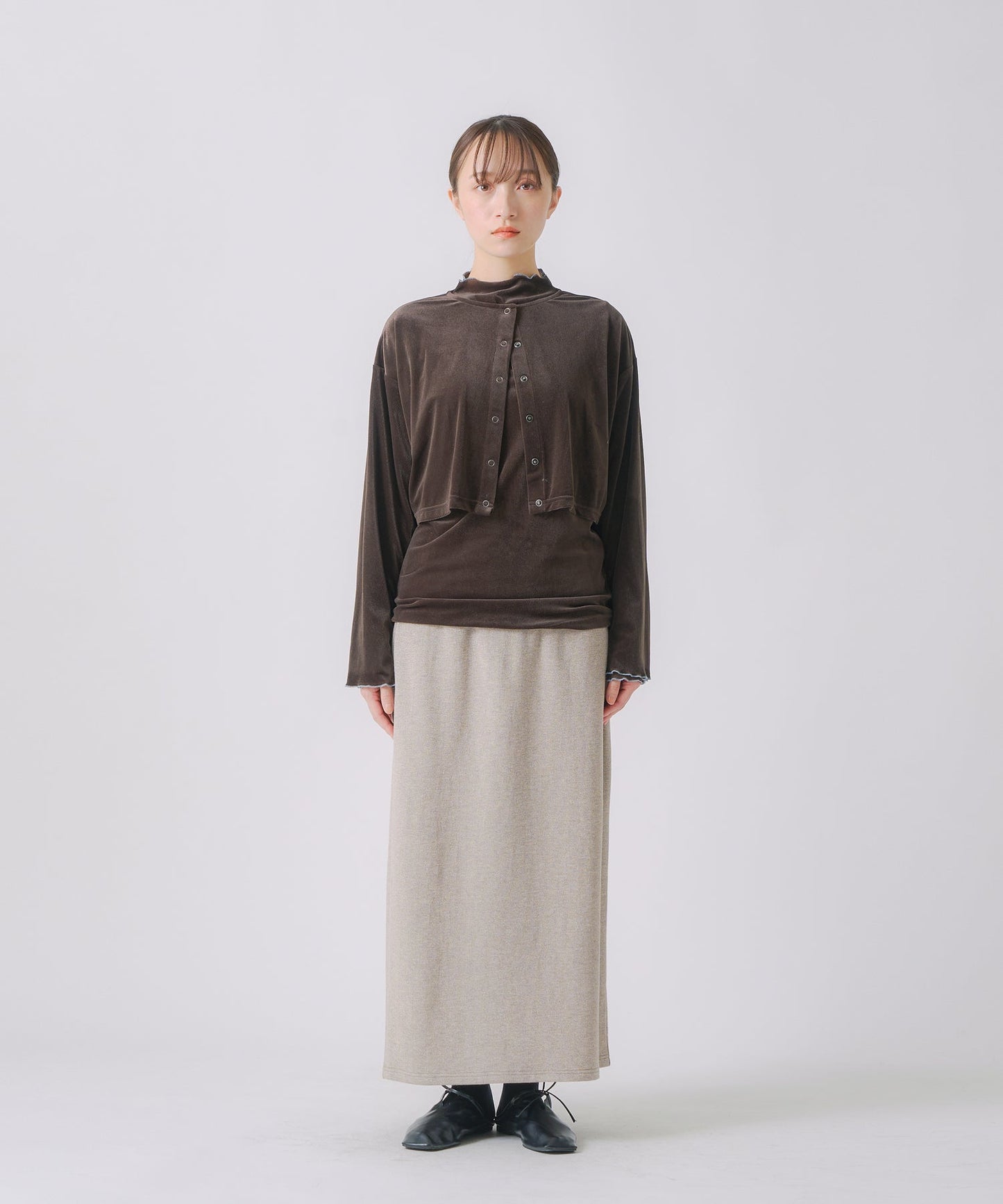 sheer velour cardigan / WHT25FCS4005