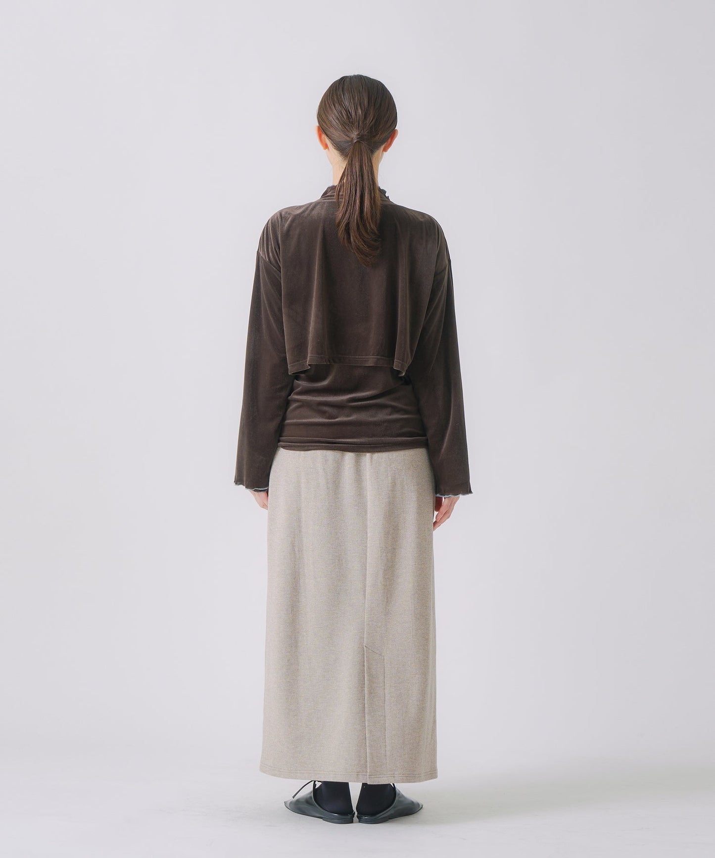 sheer velour cardigan / WHT25FCS4005
