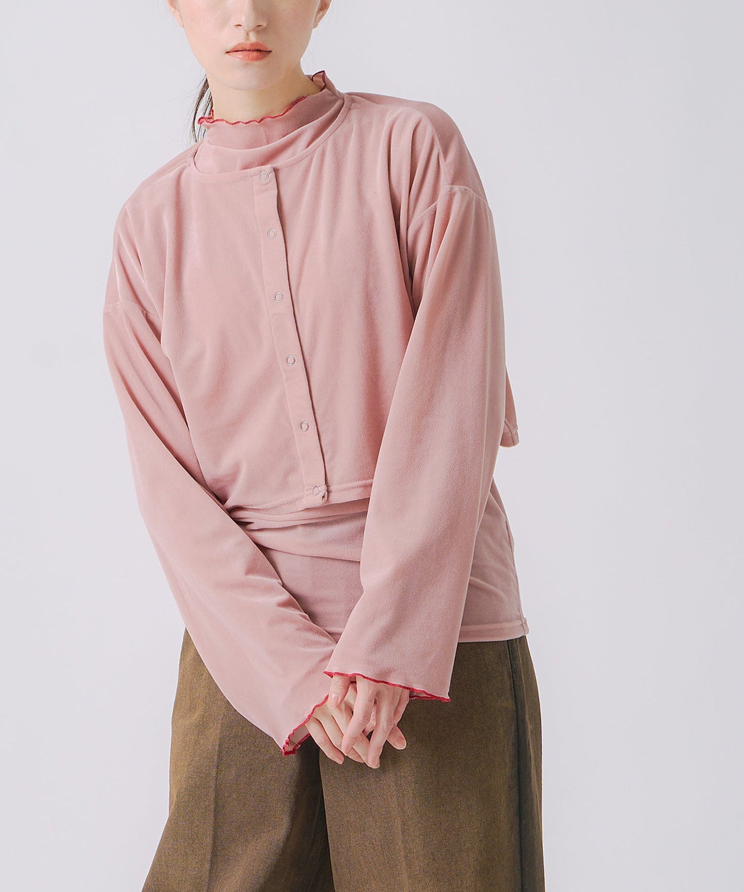 sheer velour cardigan / WHT25FCS4005