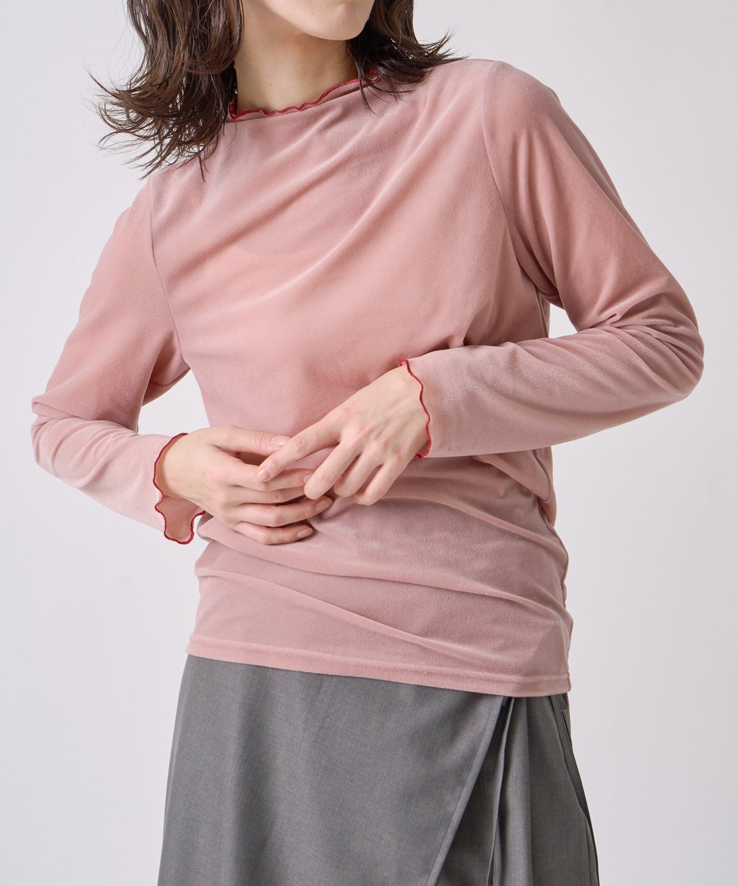 sheer velour blouse / WHT25FCS4006