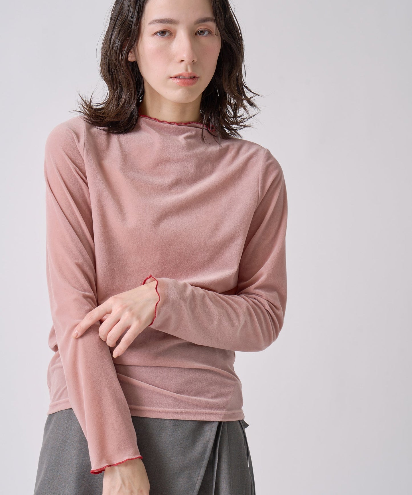 sheer velour blouse / WHT25FCS4006