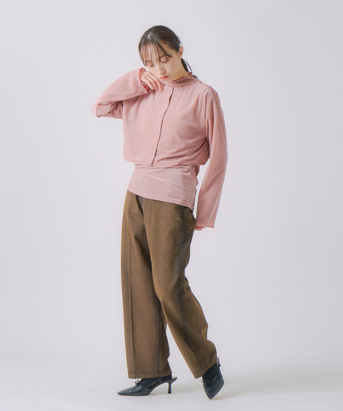 sheer velour blouse / WHT25FCS4006