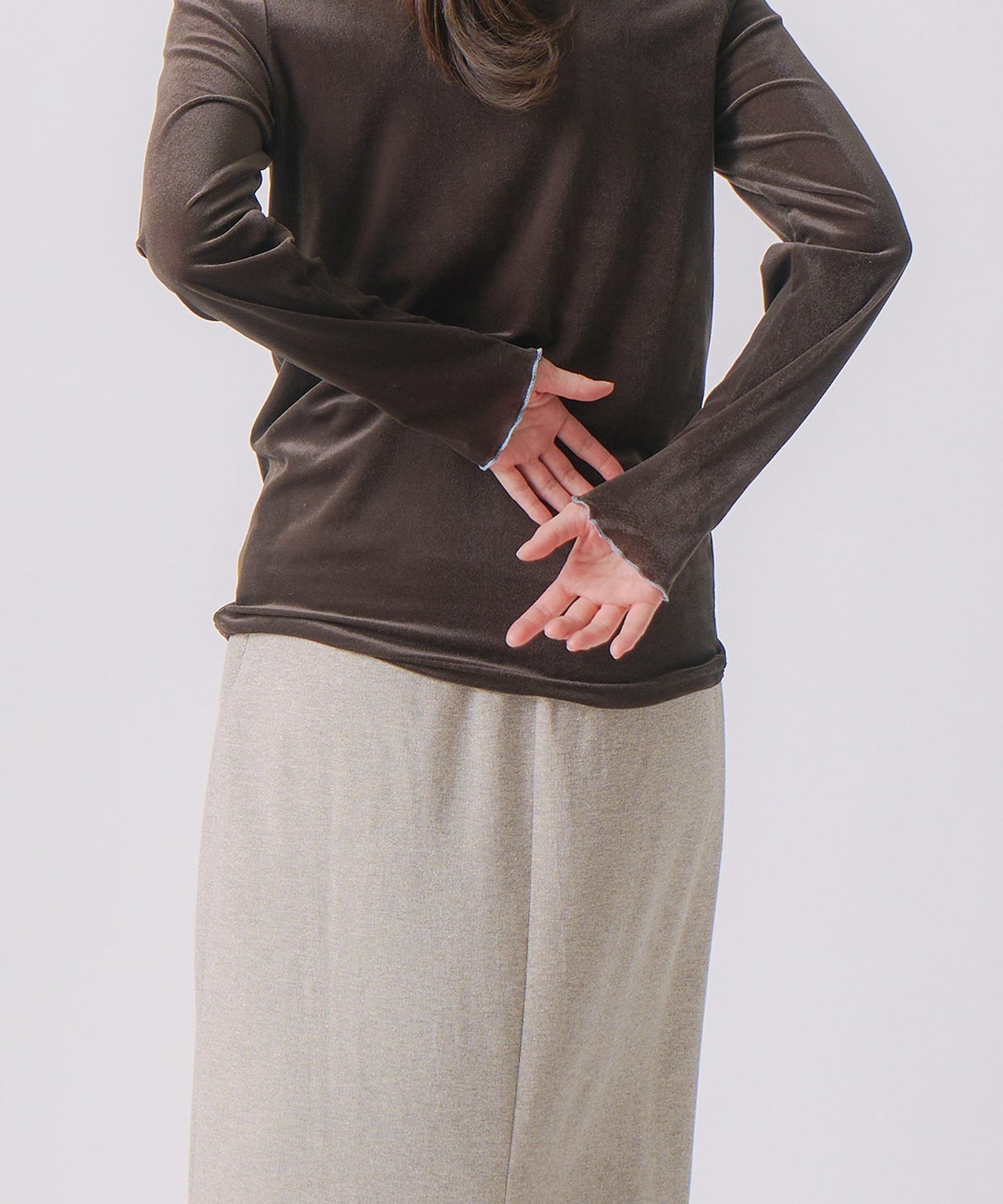 sheer velour blouse / WHT25FCS4006
