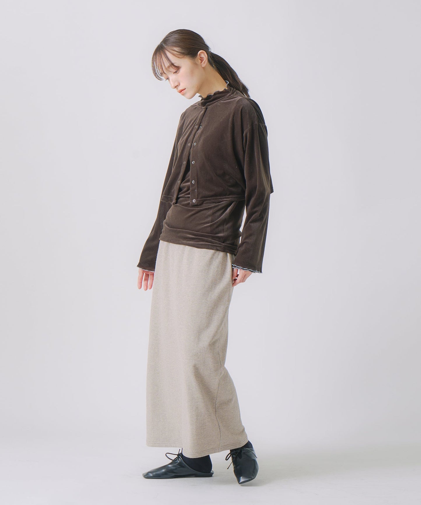 sheer velour blouse / WHT25FCS4006