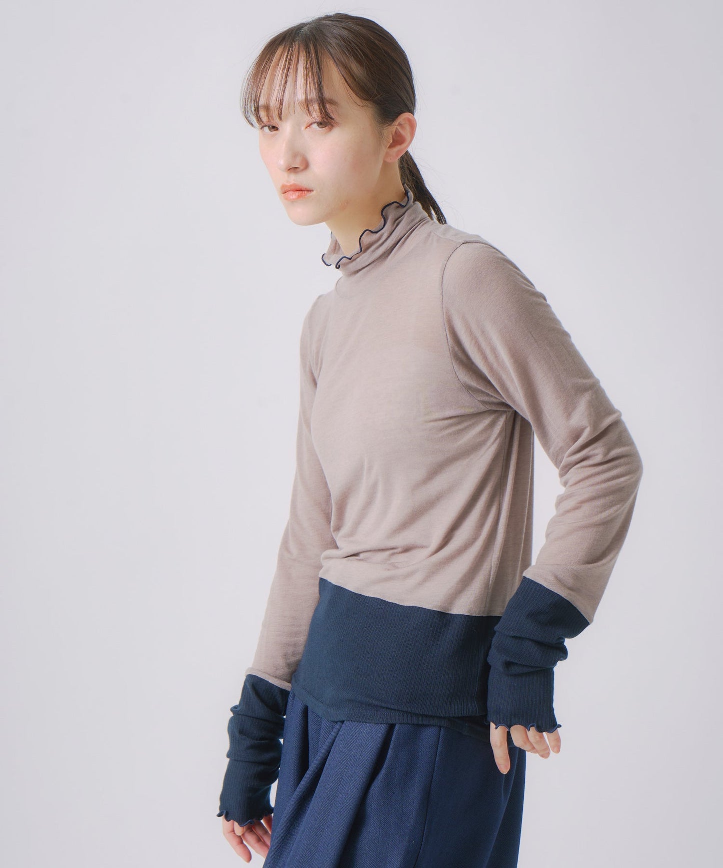 cashmere silk color block turtle / WHT25FCS4007