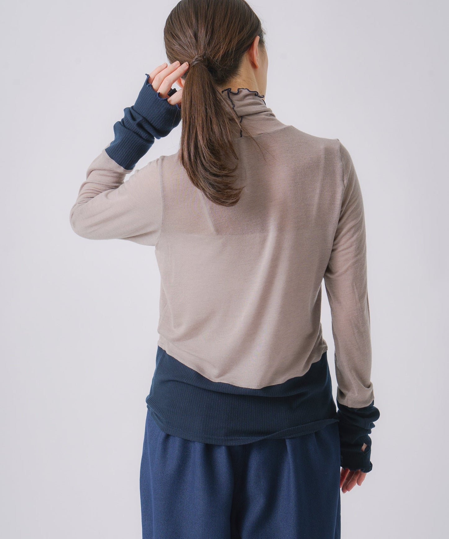 cashmere silk color block turtle / WHT25FCS4007