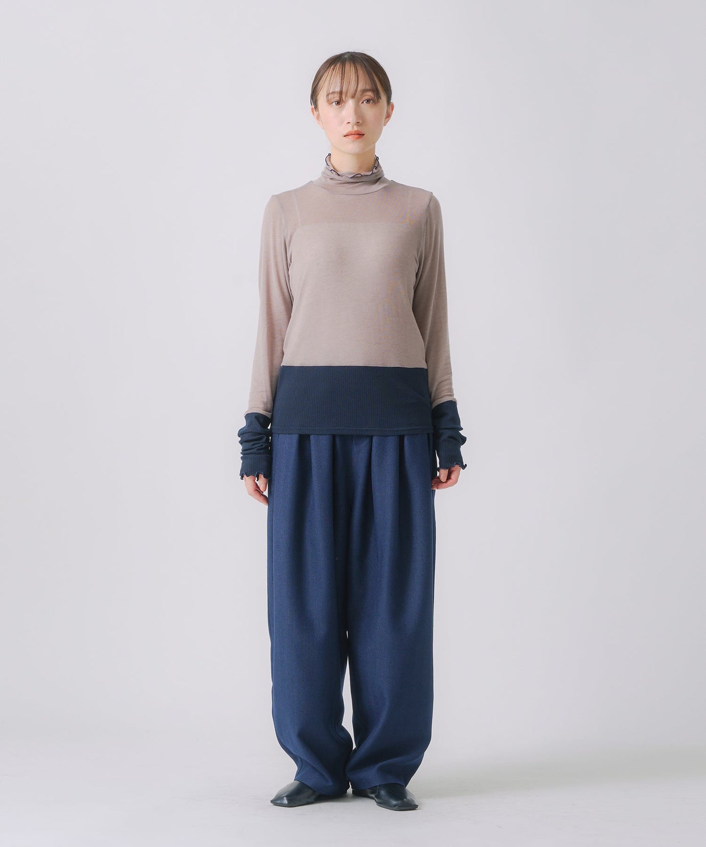 cashmere silk color block turtle / WHT25FCS4007
