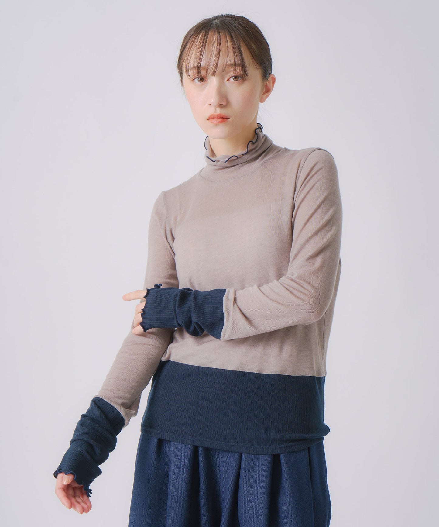 cashmere silk color block turtle / WHT25FCS4007
