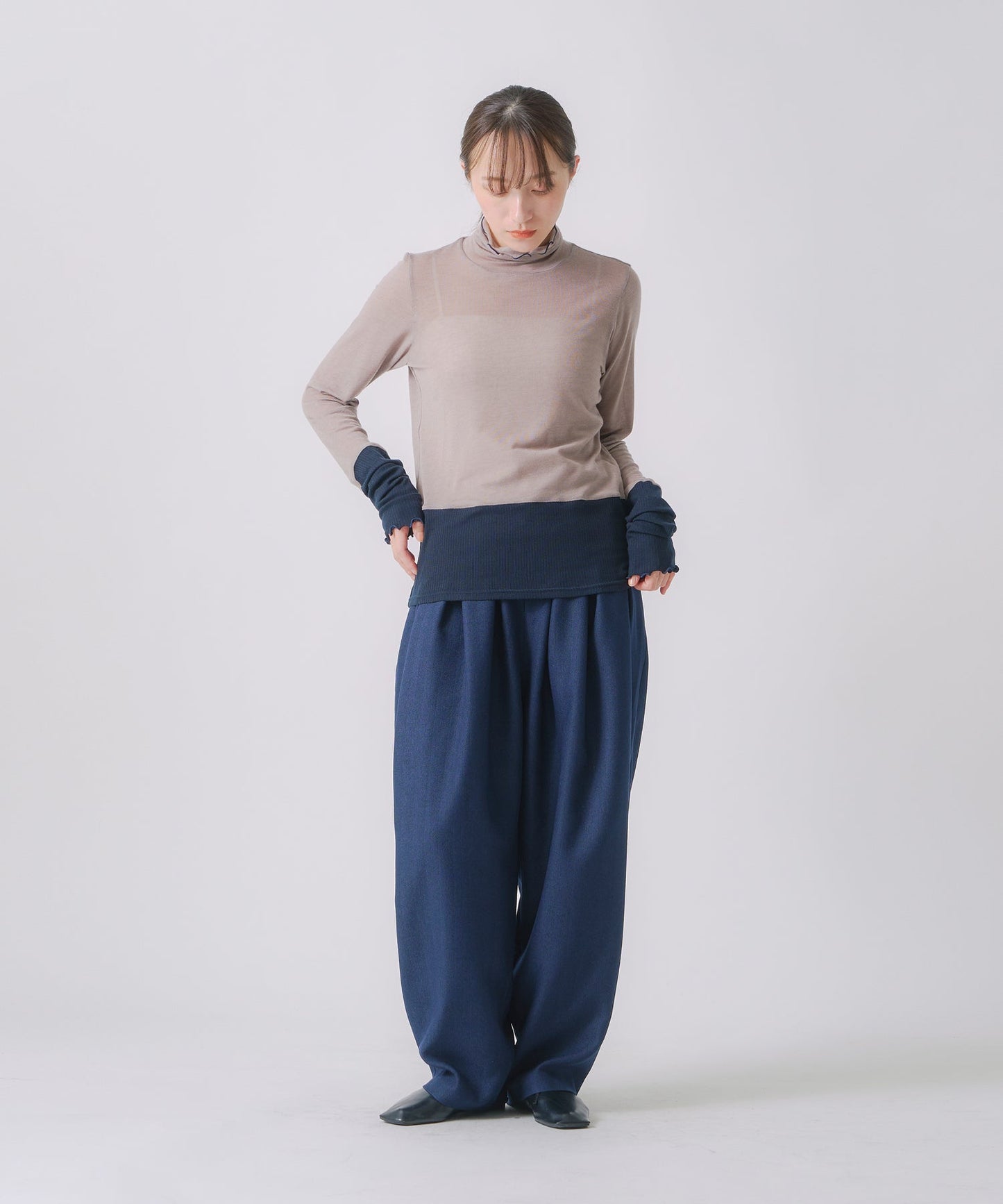cashmere silk color block turtle / WHT25FCS4007