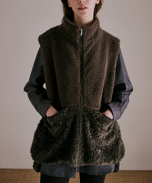 eco fur combination vest / WHT25FJK4045