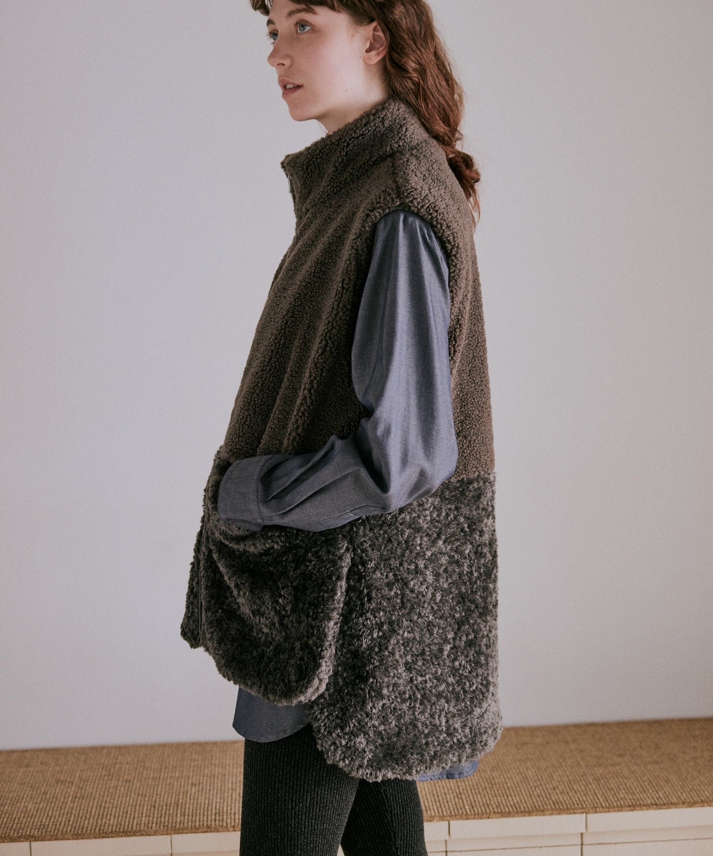 eco fur combination vest / WHT25FJK4045