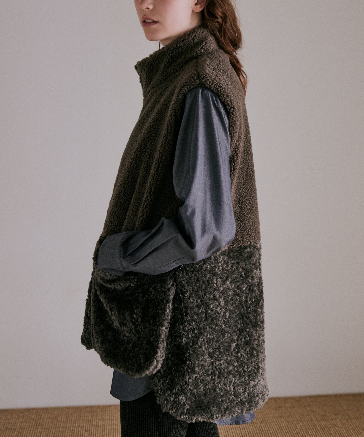 eco fur combination vest / WHT25FJK4045