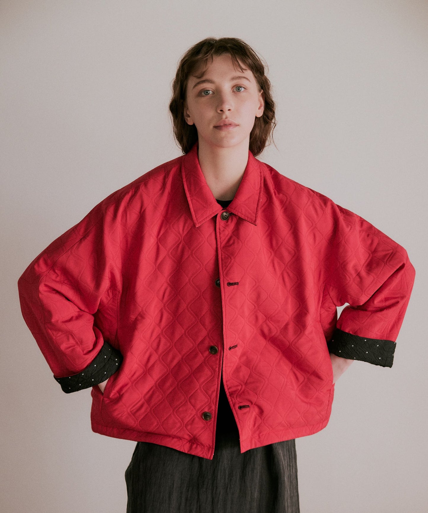 dot reversible quilt jacket / WHT25FJK4051