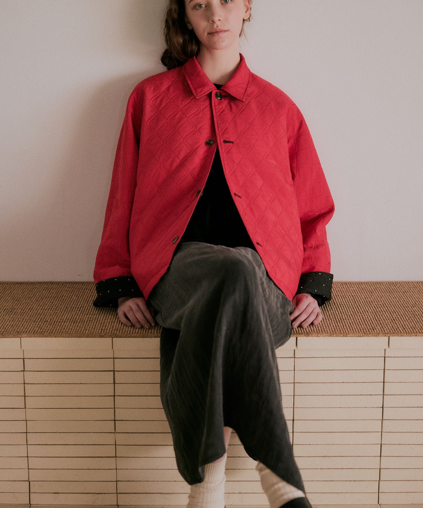 dot reversible quilt jacket / WHT25FJK4051