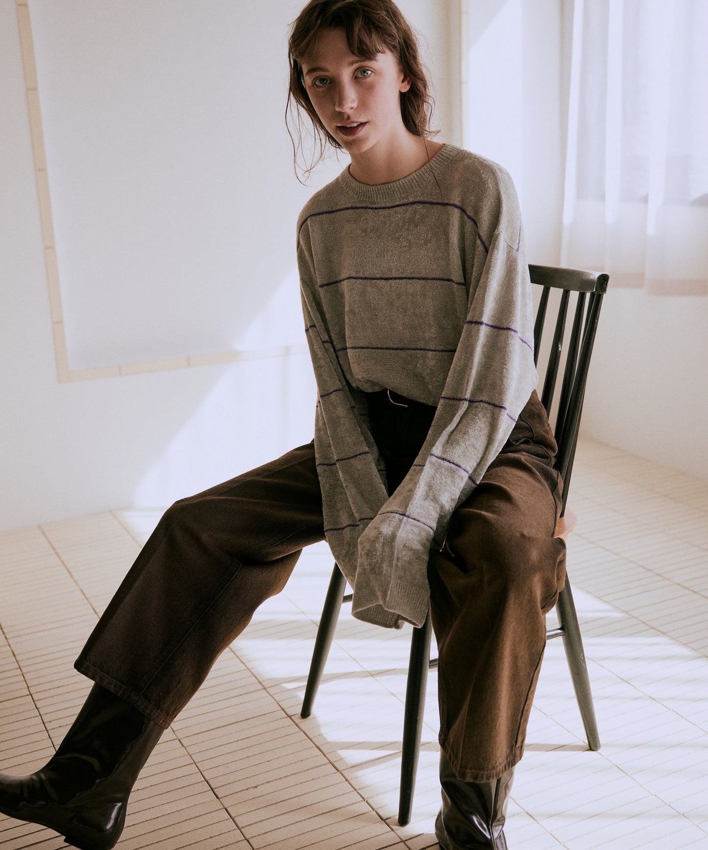 wide border knit / WHT25FKN4034