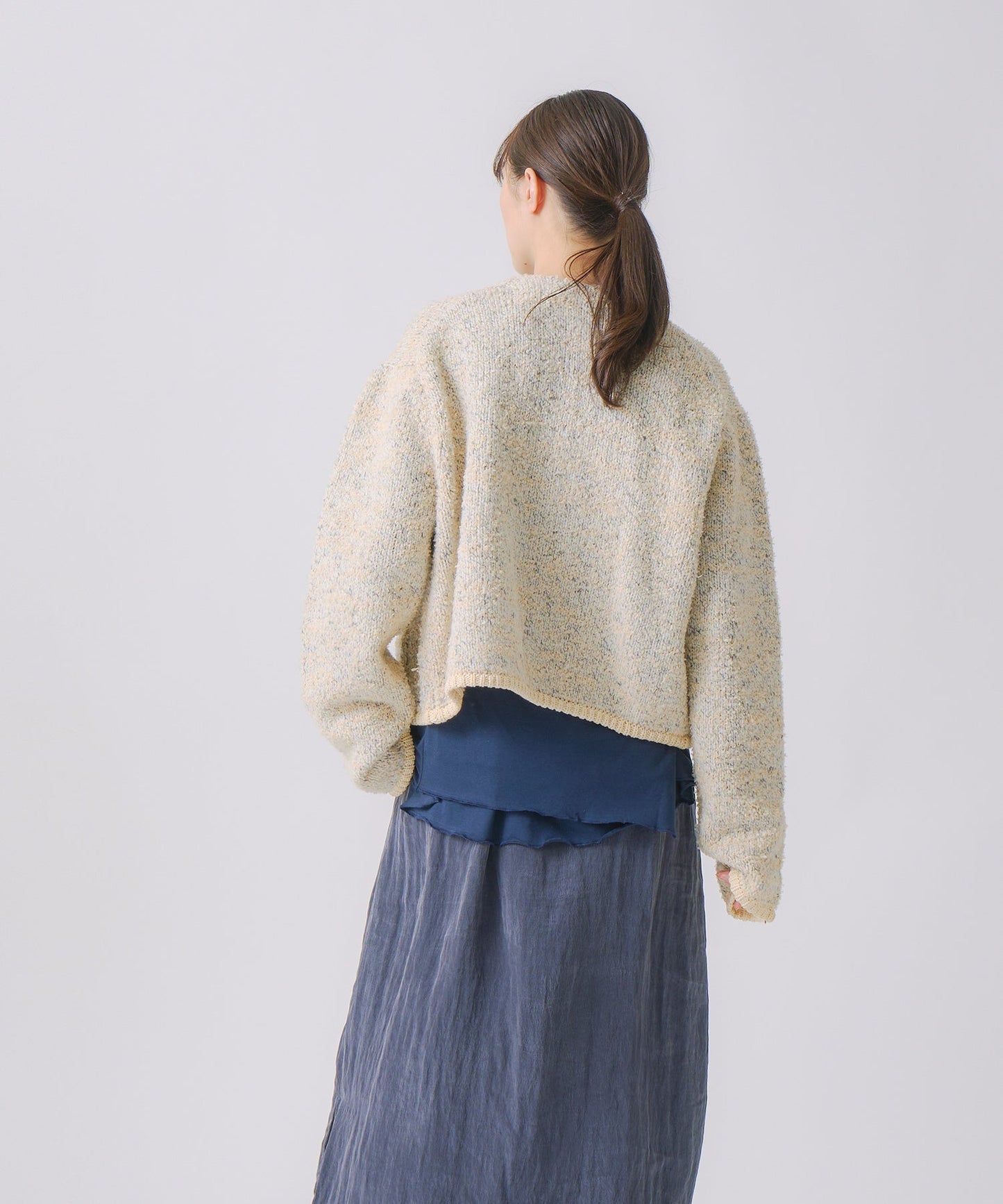 mix tapeyarn knit jacket / WHT25FKN4036