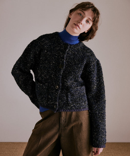 mix tapeyarn knit jacket / WHT25FKN4036