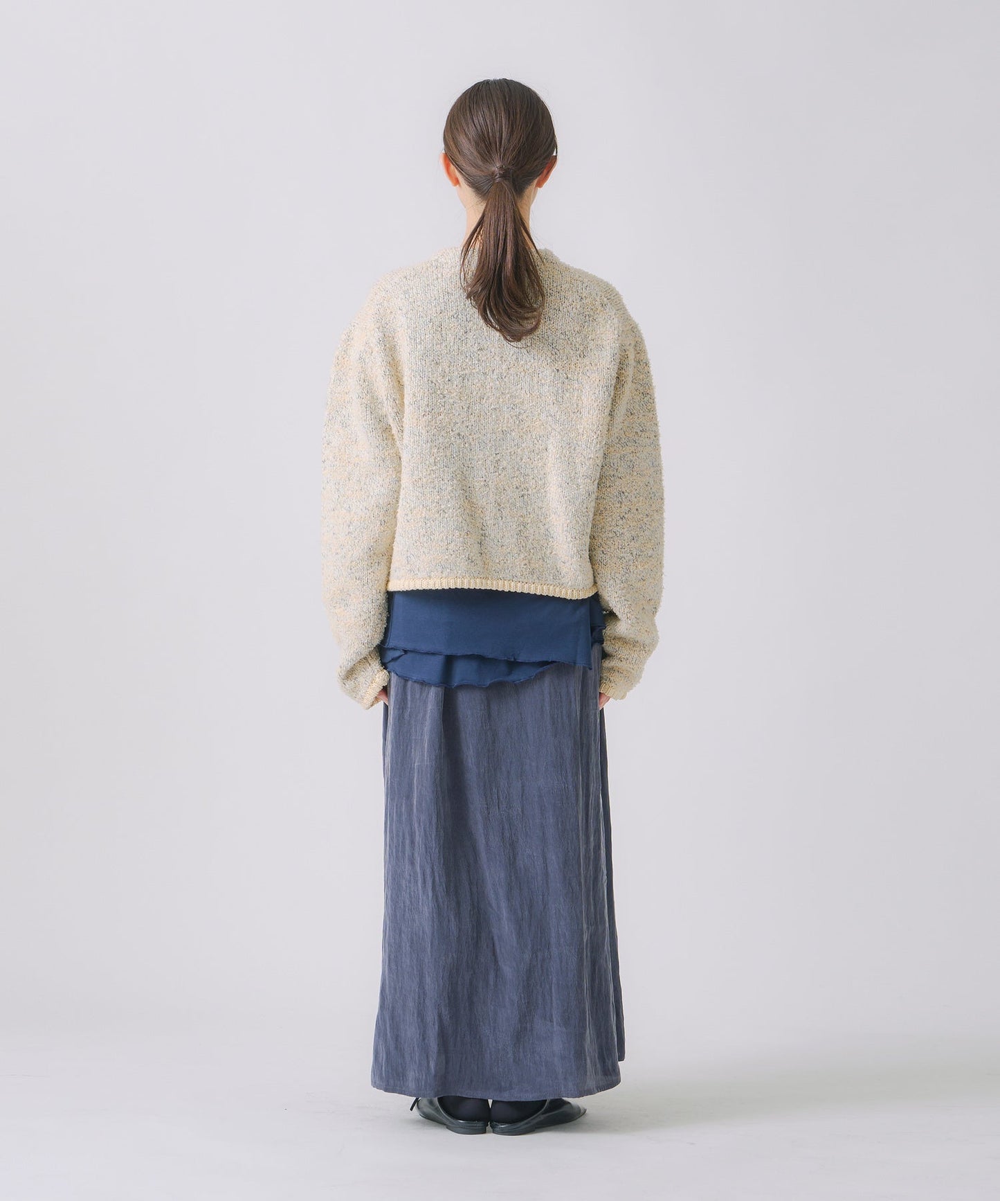 mix tapeyarn knit jacket / WHT25FKN4036