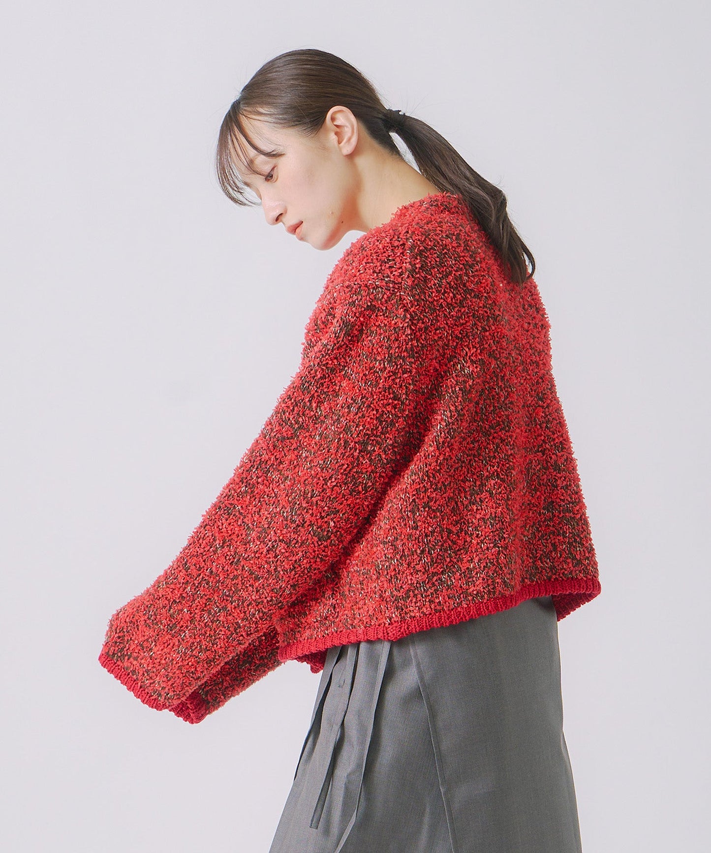 mix tapeyarn knit jacket / WHT25FKN4036