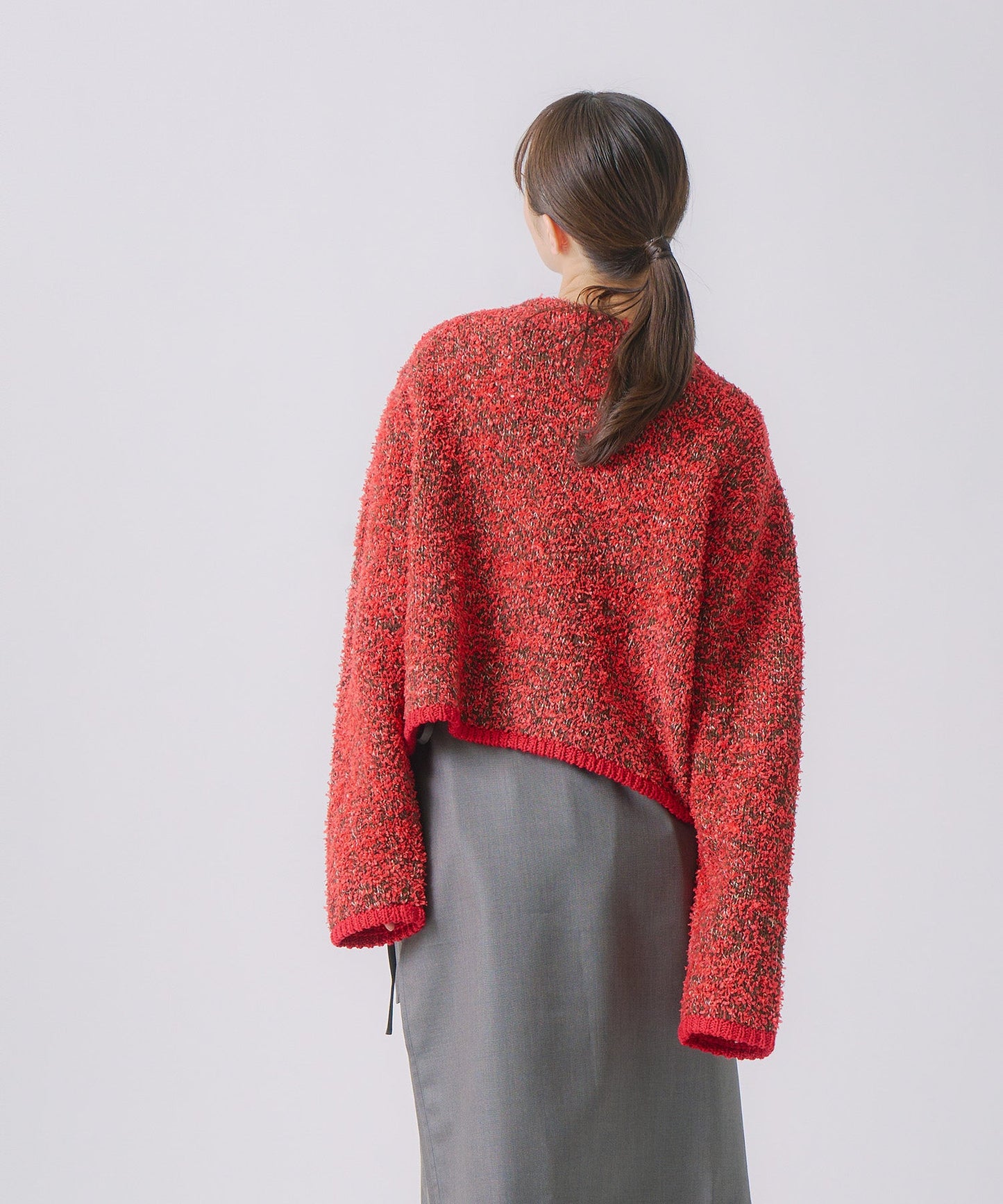 mix tapeyarn knit jacket / WHT25FKN4036