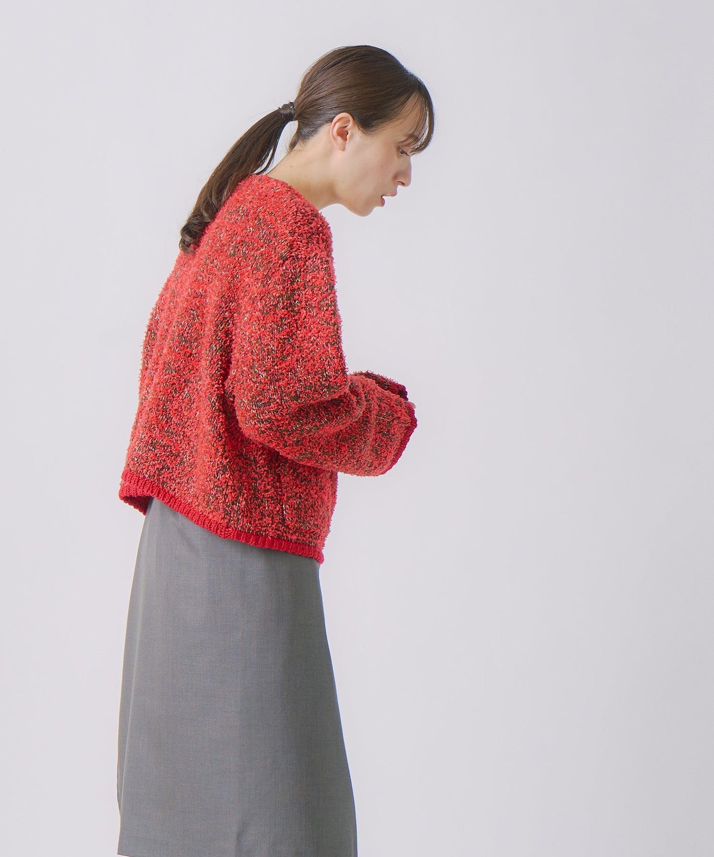 mix tapeyarn knit jacket / WHT25FKN4036
