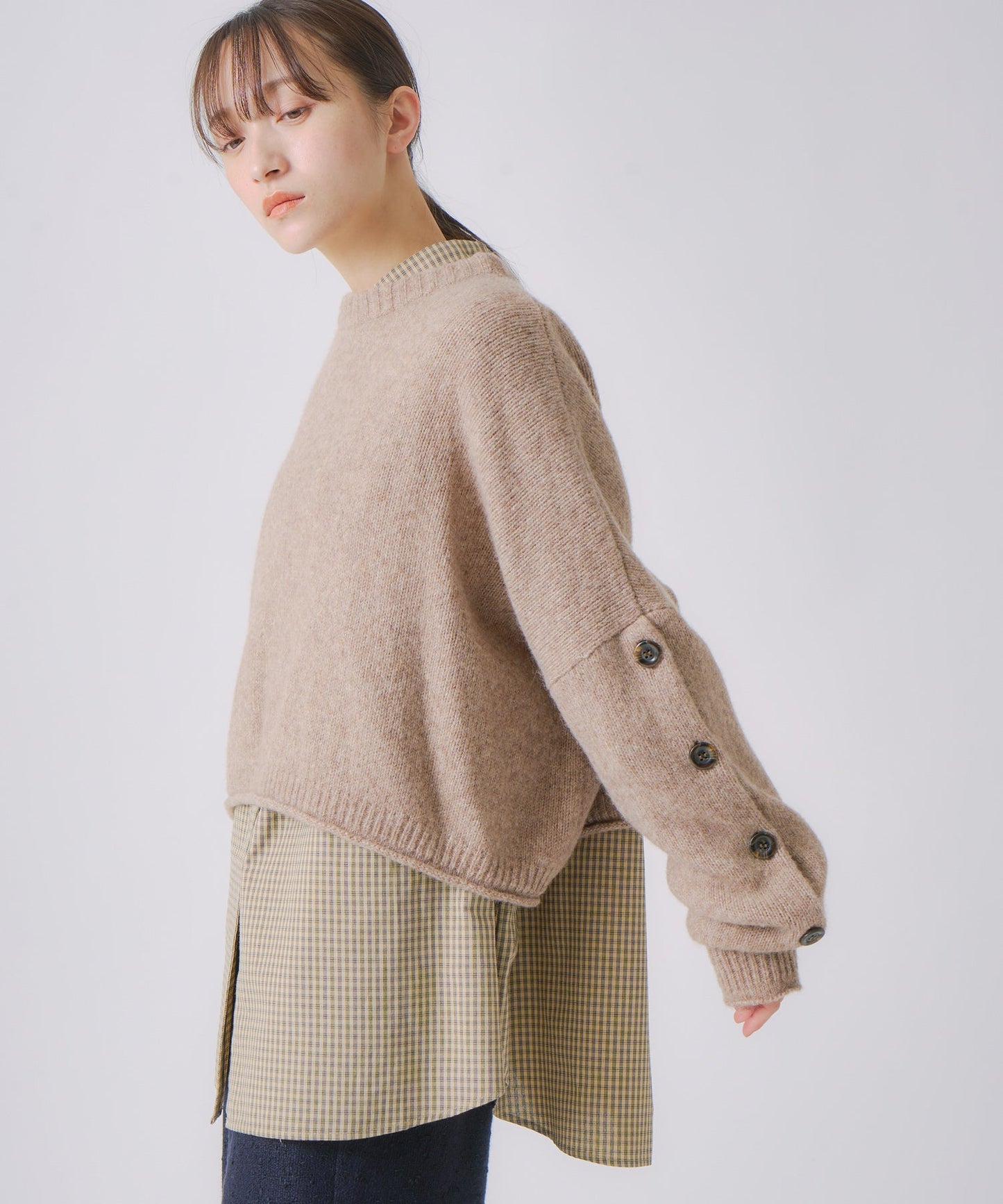 cashmere wide square knit / WHT25FKN4037