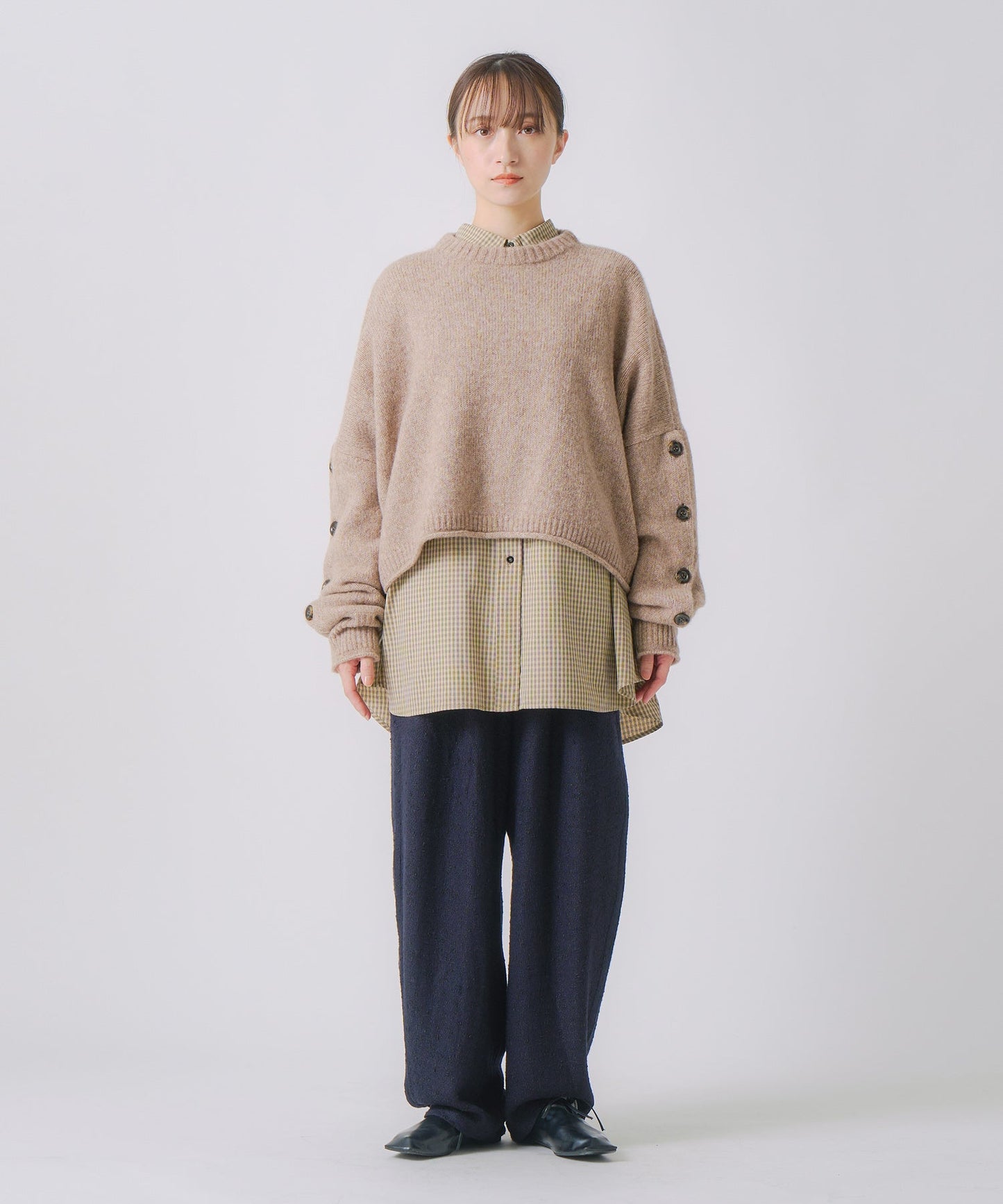 cashmere wide square knit / WHT25FKN4037