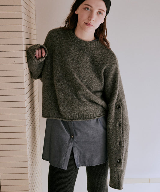 cashmere wide square knit / WHT25FKN4037