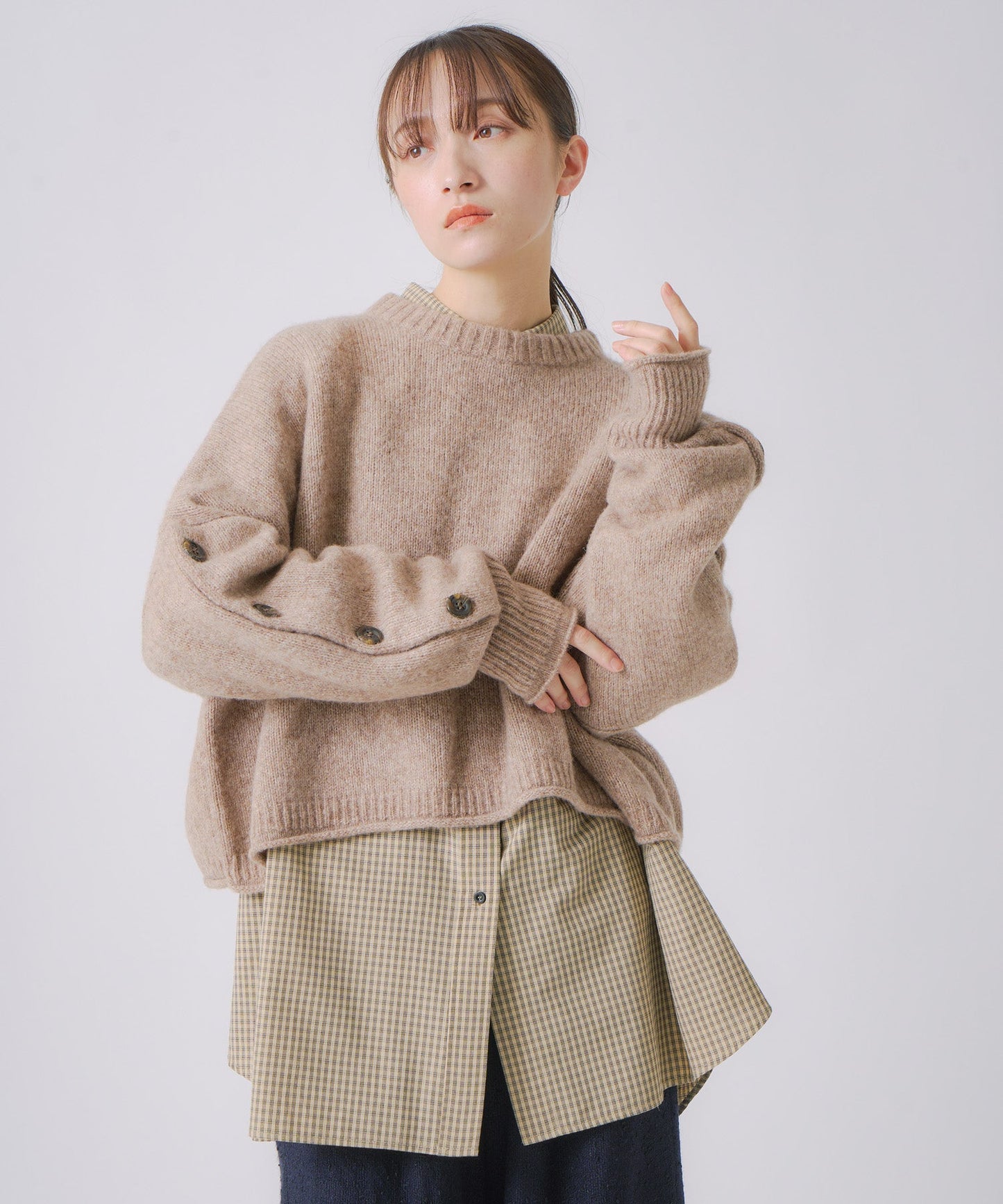 cashmere wide square knit / WHT25FKN4037